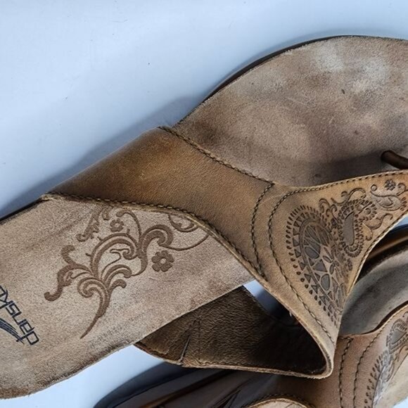 Dansko Priya Leather Thong Sandals Caramel Brown Women's Size 38 =7.5/8 - Picture 2 of 8